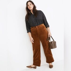 Madewell Women's Size 32 Burgundy Corduroy Emmett Wide Leg Pants
